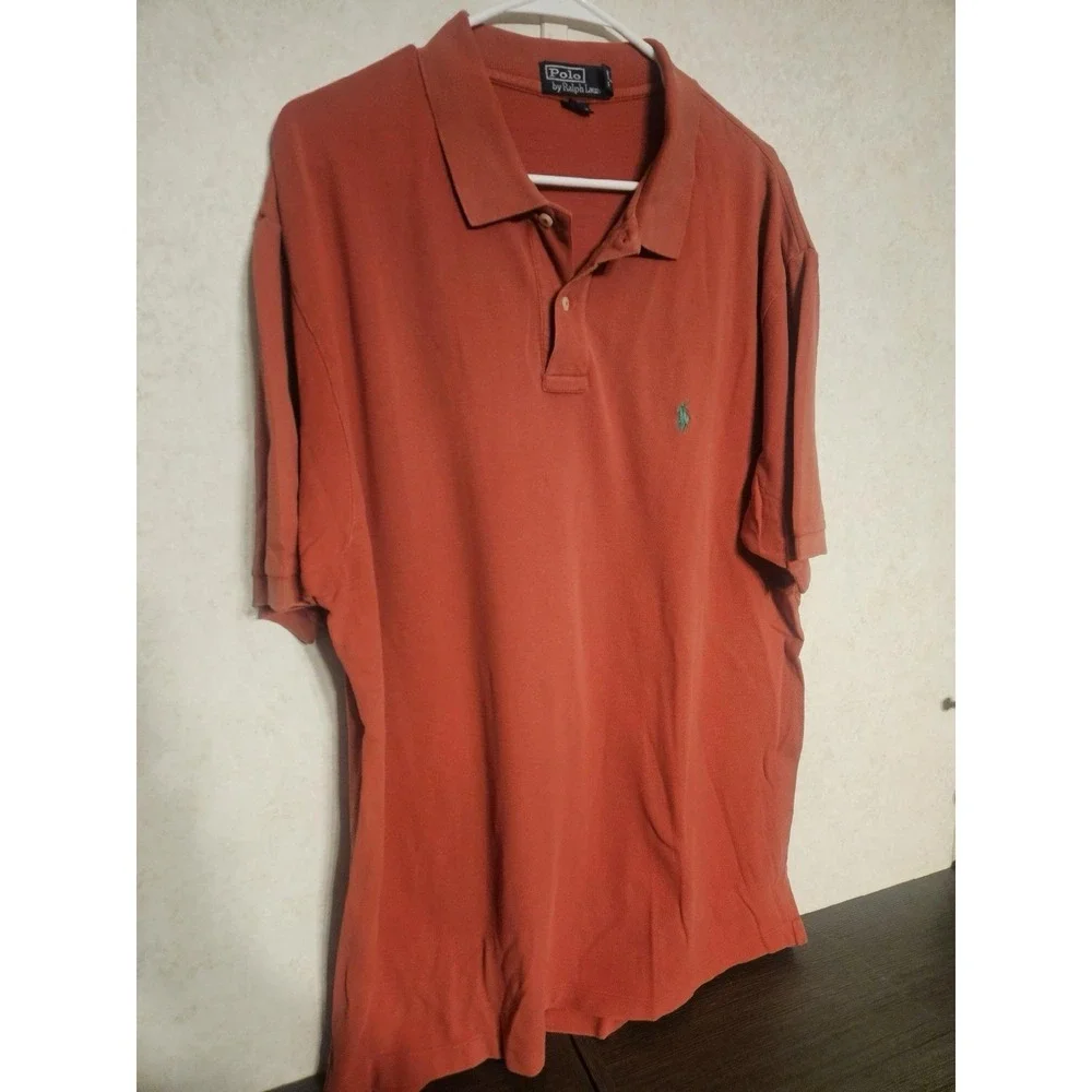 Polo Ralph‎ Lauren Men's XXL Short Sleeve Coral With Blue Pony Polo Shirt
